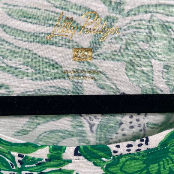 Lilly Pulitzer Etta Scoop Neck Top Fiddle Leaf Green Lil Escape Plan Womens XS - Picture 5 of 8